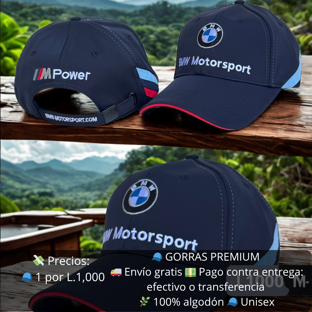 Gorra deportiva BMW & AMG – Bordado 3D, ajustable, algodón/poliéster