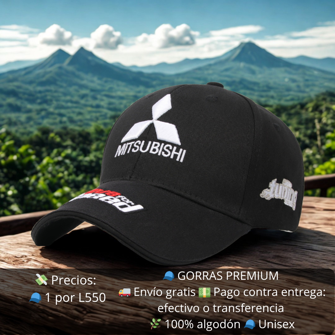 Gorra Mitsubishi – Bordado 3D, algodón premium, ajustable