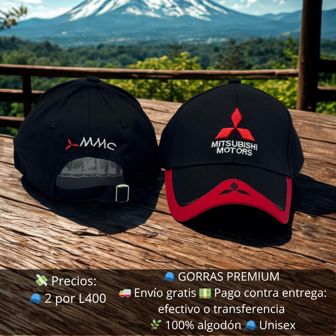 Gorra Mitsubishi – Bordado 3D, algodón premium, ajustable