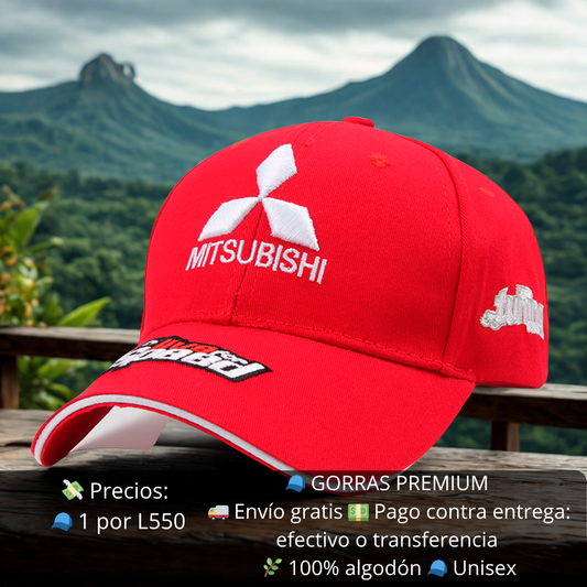 Gorra Mitsubishi – Bordado 3D, algodón premium, ajustable