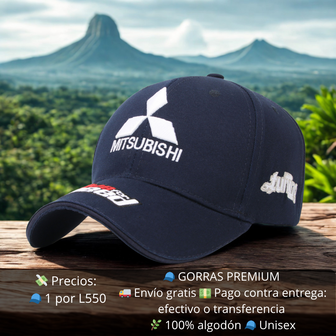 Gorra Mitsubishi – Bordado 3D, algodón premium, ajustable